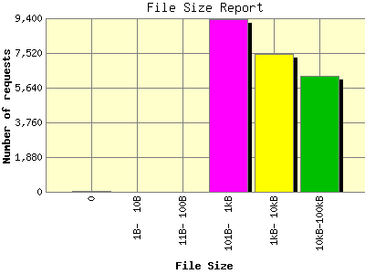 File Size Report: Number of requests by File Size.